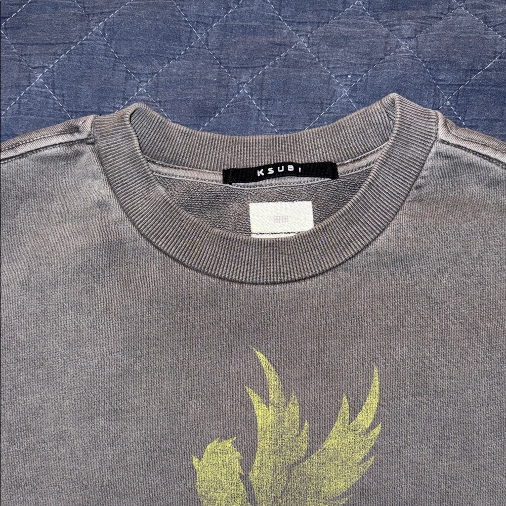 Ksubi Gray Crewneck Sweatshirt with Lime Graphic